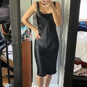 Zara Black Satin Midi Slip Dress